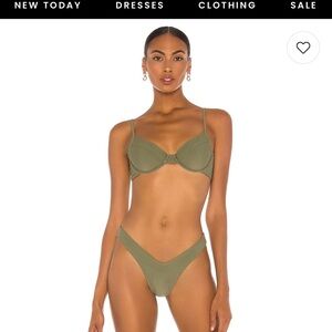 Camila Coelho Olive Green Harbor Bikini Top S